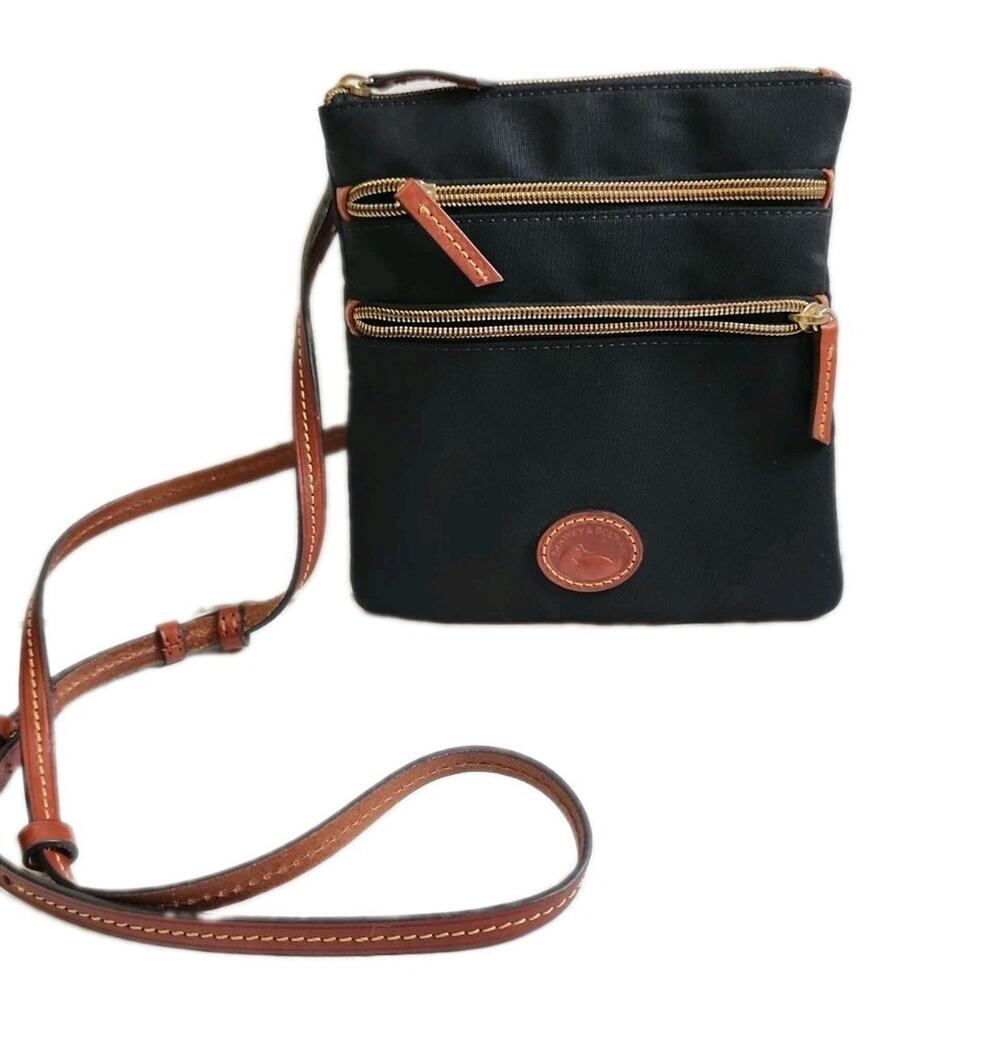 Dooney & Bourke Nylon North South Triple Zip Black Shoulder Bag Crossbody Purse